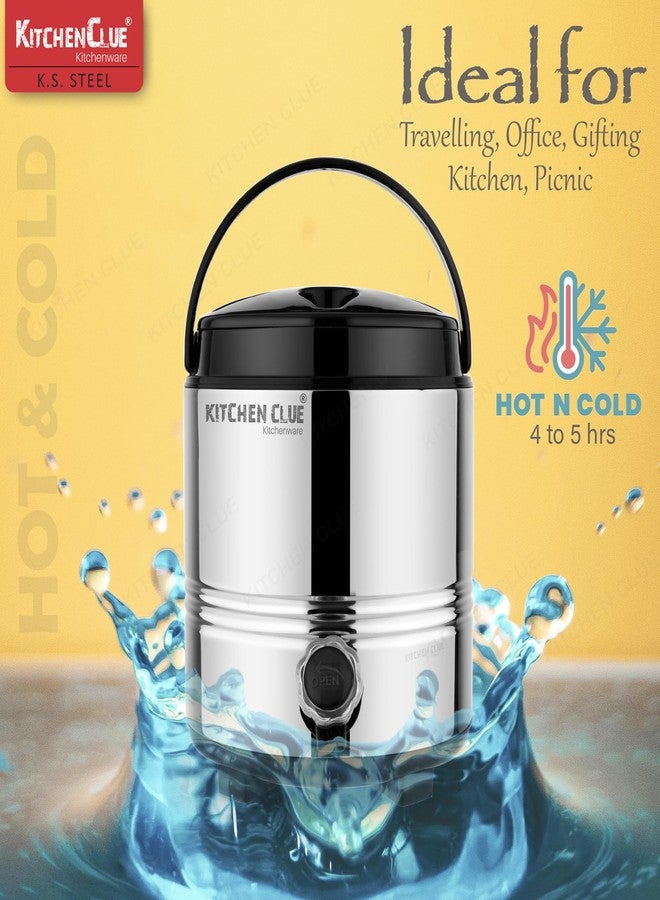 Kitchen Clue Stainless Steel Travel Water/Tea Container 5 Liter, Silver I PUF Insulated Thermosteel HOT & Cold Water Jug with Airtight & Spill-Proof Lid I It Keeps Beverages Hot & Cold for Long Hours - Image 5